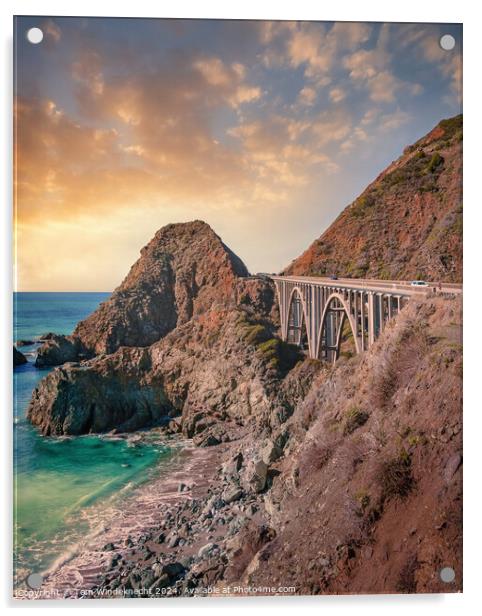 Big Creek Bridge on the PCH - Big Sur California Acrylic by Tom Windeknecht