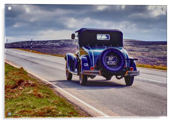 Vintage Chrysler near the summit of Hartside Pass Acrylic by Phil Brown