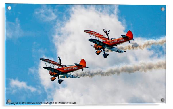 Breitling Wingwalkers at Windermere Airshow 2011 Acrylic by Phil Brown