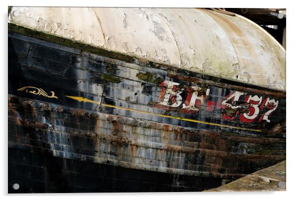 Derelict trawler at Maryport. Acrylic by Phil Brown