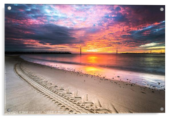 Sea Palling Sunrise Acrylic by Peter Heal