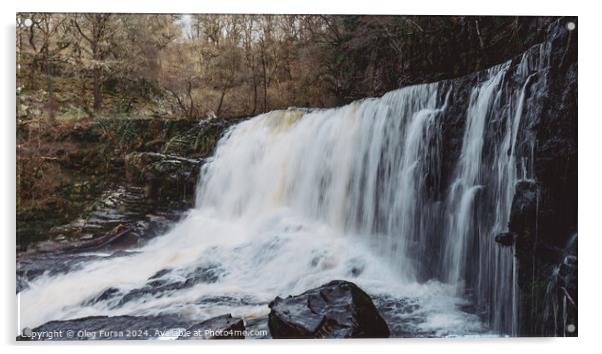 Waterfall in Wales Acrylic by Oleg Fursa