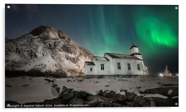 Church - Aurora Borealis Acrylic by Royston Palmer