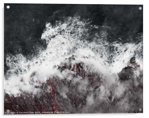 Kilauea Volcano Eruption Ocean Entry Aerial View Acrylic by FocusArt Flow