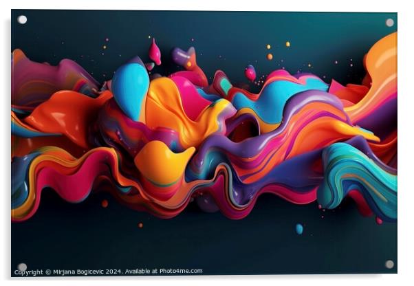 3d liquid colorful background, created with generative AI Acrylic by Mirjana Bogicevic
