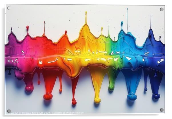 Whimsical dance of rainbow drops Acrylic by Mirjana Bogicevic