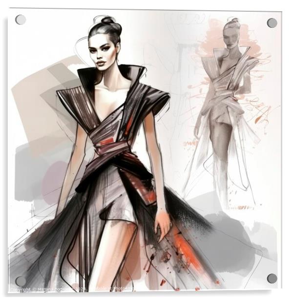 Fashion design sketch Acrylic by Mirjana Bogicevic