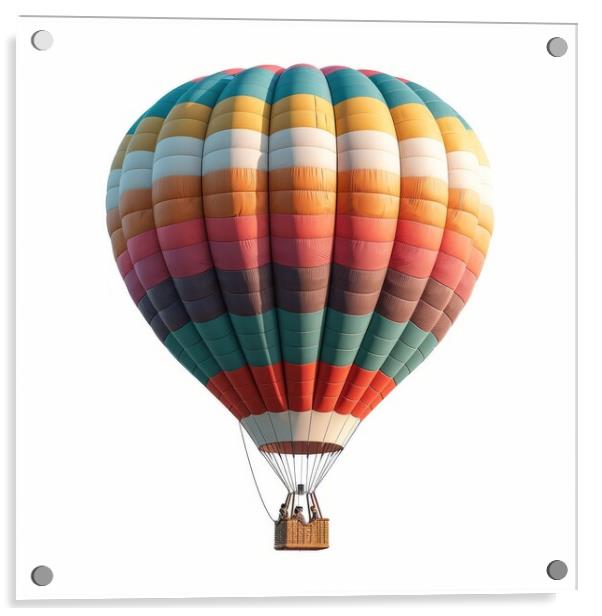 Vibrant Patchwork Hot Air Balloon Soaring Serenely Acrylic by Mirjana Bogicevic