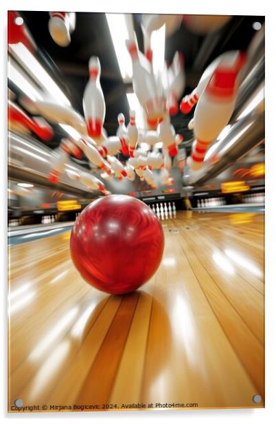 Strike success at the bowling alley: a dynamic collision Acrylic by Mirjana Bogicevic