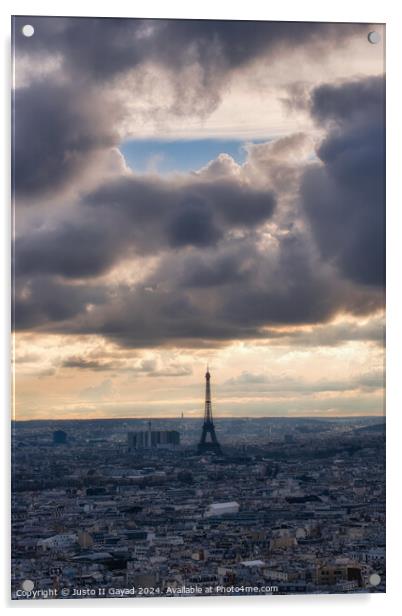 Cloudy day at Paris France Acrylic by Justo II Gayad