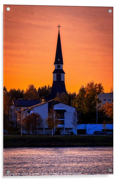 Rovaniemi Church Sunset1 Acrylic by Justo II Gayad