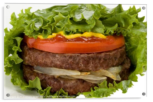 Double Burger in lettuce Acrylic by PhotoStock Israel