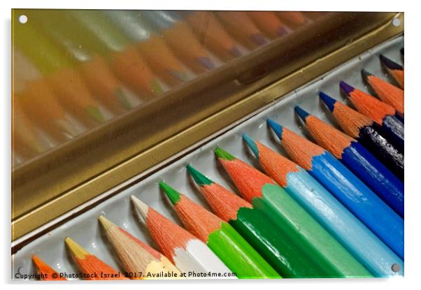 Sharpened pencil crayons Acrylic by PhotoStock Israel