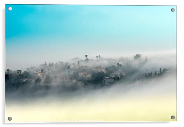 mountainous rural village in mist Acrylic by PhotoStock Israel