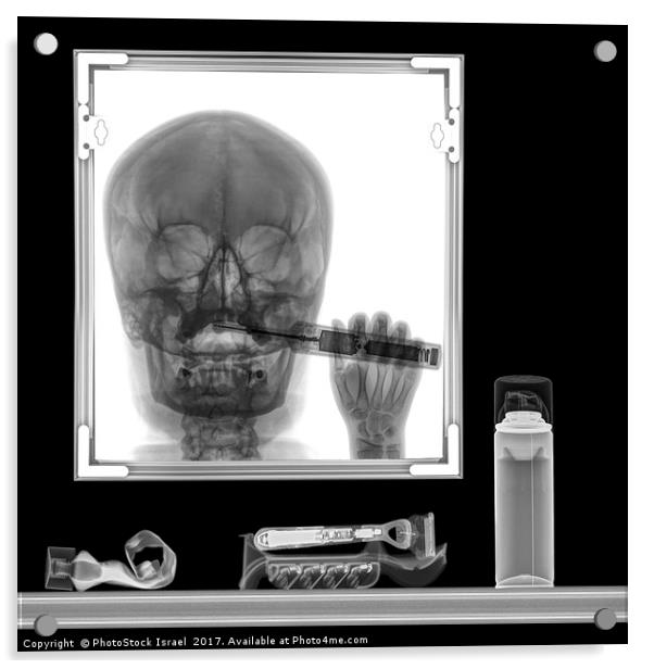 x-ray of a person brushing his teeth Acrylic by PhotoStock Israel