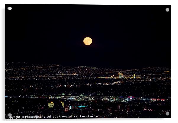 Super Moon in Las Vegas Acrylic by PhotoStock Israel