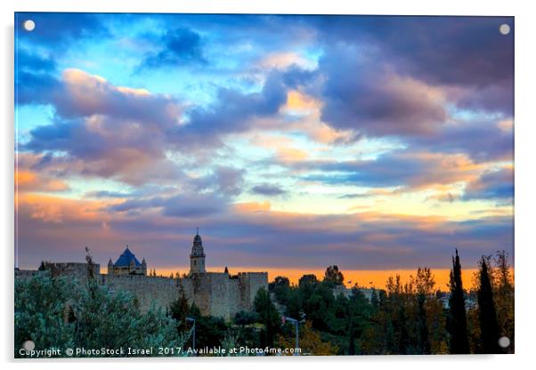 David Tower at sunset  Acrylic by PhotoStock Israel