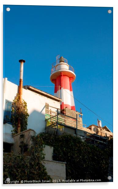 Light house at the old Jaffa port, Israel Acrylic by PhotoStock Israel