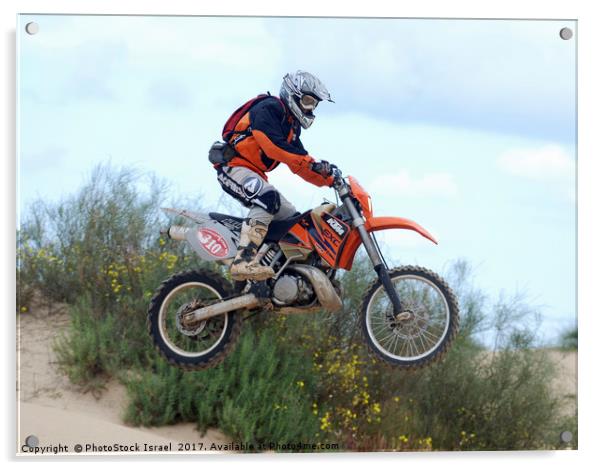 Off track motorbike racing Acrylic by PhotoStock Israel