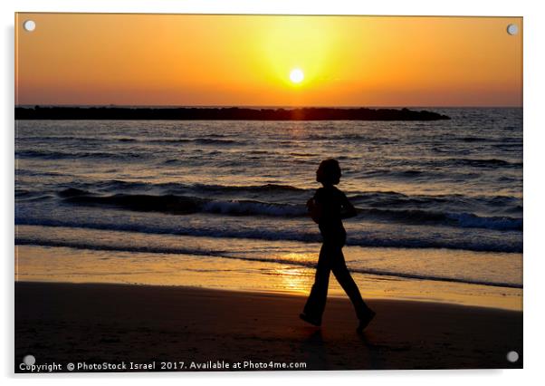 Israel, Tel Aviv, running on the beach Acrylic by PhotoStock Israel