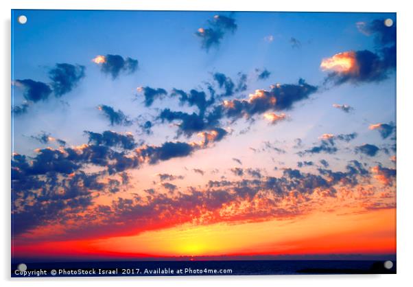 Mediterranean sun set Acrylic by PhotoStock Israel