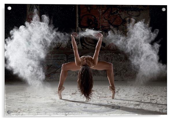 Ballet dancer dances in flour  Acrylic by PhotoStock Israel