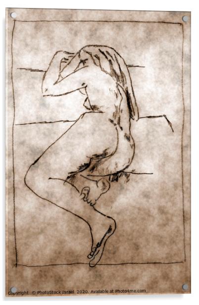 sketch of a nude woman lying  Acrylic by PhotoStock Israel