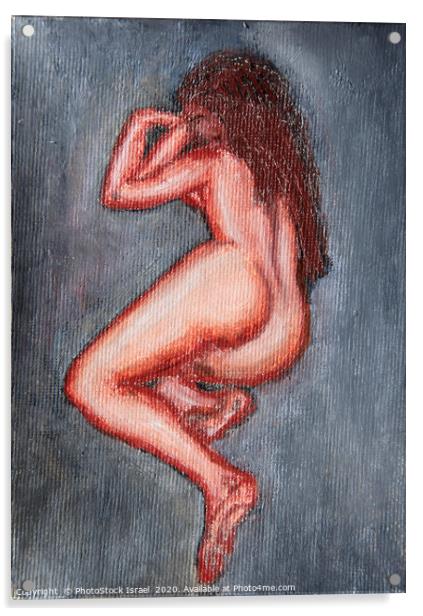 painting of a nude woman lying on her side  Acrylic by PhotoStock Israel