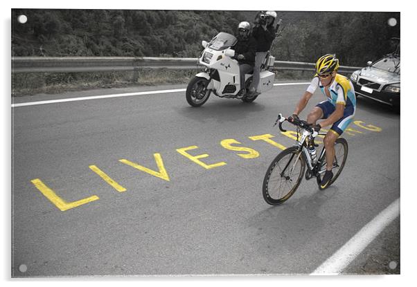Lance Armstrong-LIVESTRONG Acrylic by Eamon Fitzpatrick