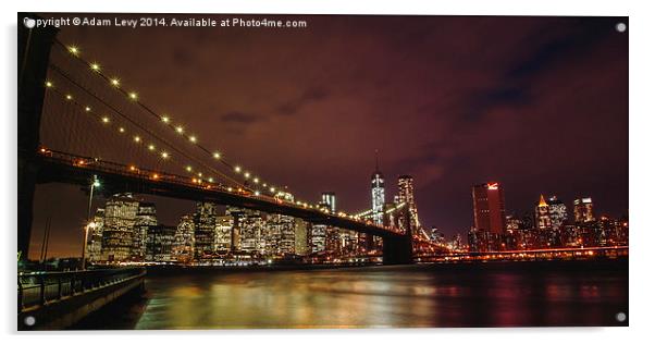  Brooklyn Bridge by Night Acrylic by Adam Levy