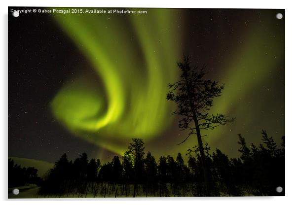 Northern light in Finland Acrylic by Gabor Pozsgai