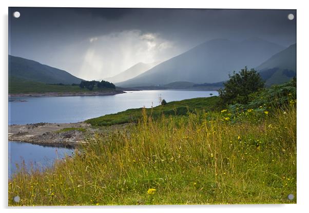 Scottish landscape with grey clouds Acrylic by Gabor Pozsgai