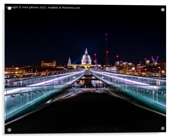 London St Paul's Cathedral over Millennium Bridge Acrylic by mick gibbons