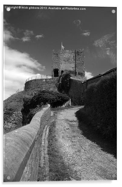Clitheroe Castle lancashire black and white Acrylic by mick gibbons