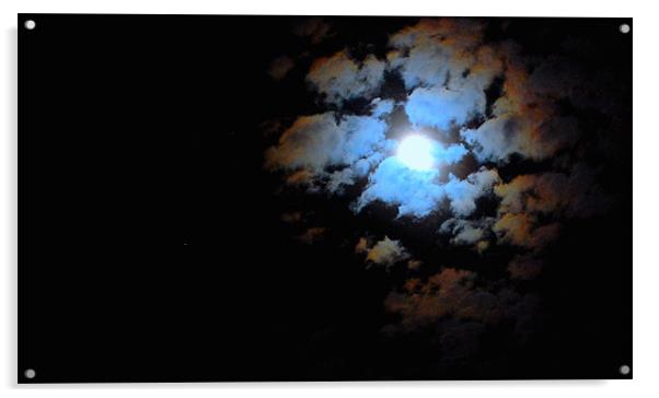 moon in the clouds Acrylic by david hopson