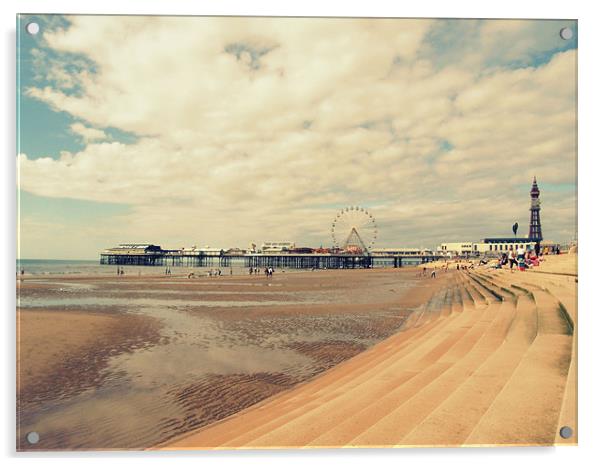 Blackpool Beach Acrylic by Sarah Couzens