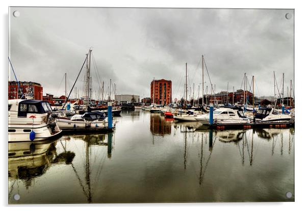  Hull Marina in the Rain Acrylic by Sarah Couzens