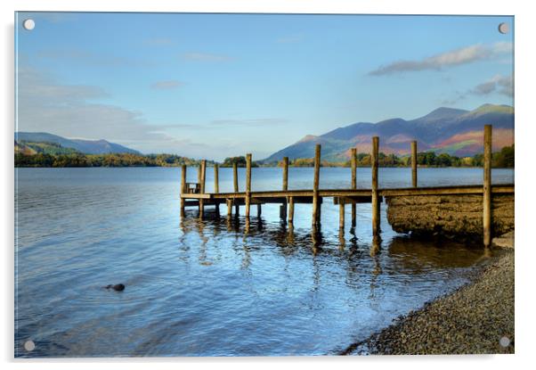 Derwent Water Pier Acrylic by Sarah Couzens