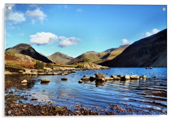 Canoeing on Wastwater  Acrylic by Sarah Couzens