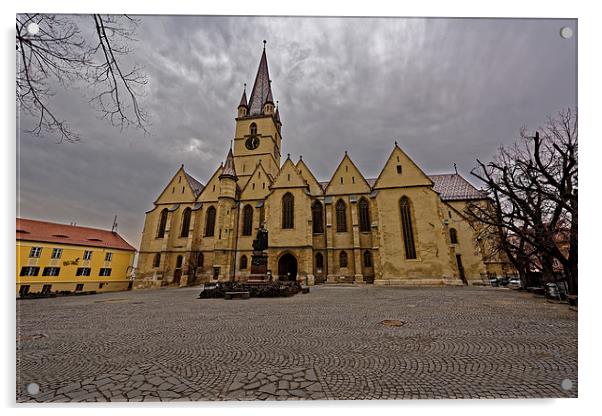 Evangelical Cathedral Sibiu Romania Acrylic by Adrian Bud