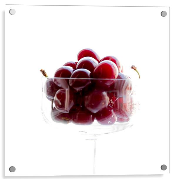 a glass of cherries Acrylic by Adrian Bud
