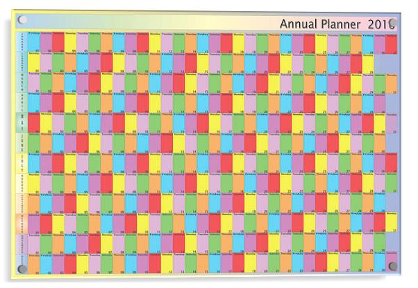 Annual planner 2016 specific color for each day of Acrylic by Adrian Bud