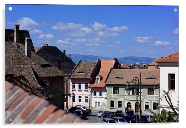 Lower Town Sibiu Romania View from Dog Back aka Ce Acrylic by Adrian Bud