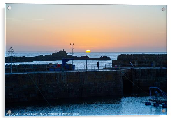Mousehole Harbour Wall At Sunrise  Acrylic by James Lavott