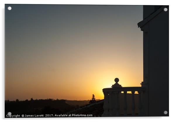 Balustrade Sunset Acrylic by James Lavott