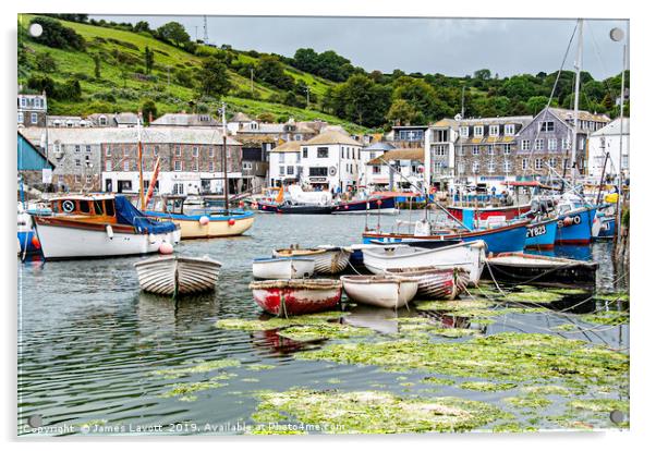 Boats In Mevagissey Harbour Acrylic by James Lavott