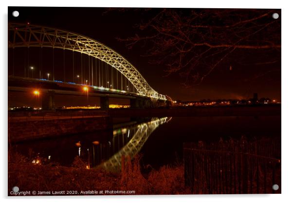 Runcorn Widnes Bridge By Night Acrylic by James Lavott
