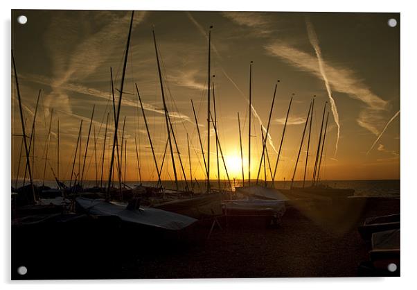 Whitstable Dinghy Club Sunset Acrylic by James Lavott