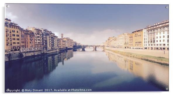 Arno River, Florence  Acrylic by Moty Dimant
