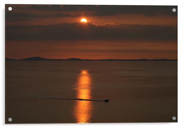waterski sunset Acrylic by mark blower